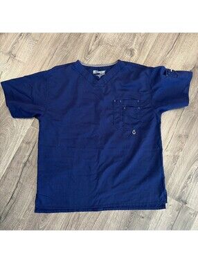 Grey's Anatomy by Barco Men's Scrub Top V-Neck Blue XL Medical Uniform Pocket